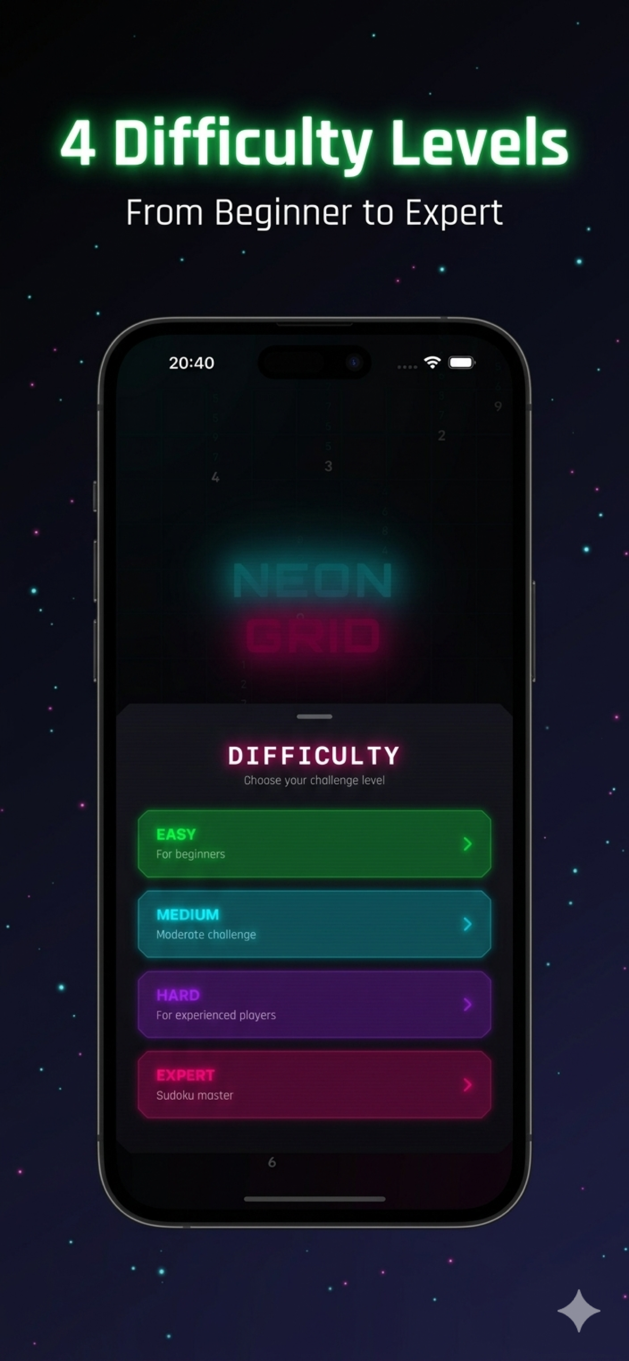 NeonGrid difficulty selection